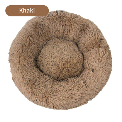 Long Plush Round Pets Bed