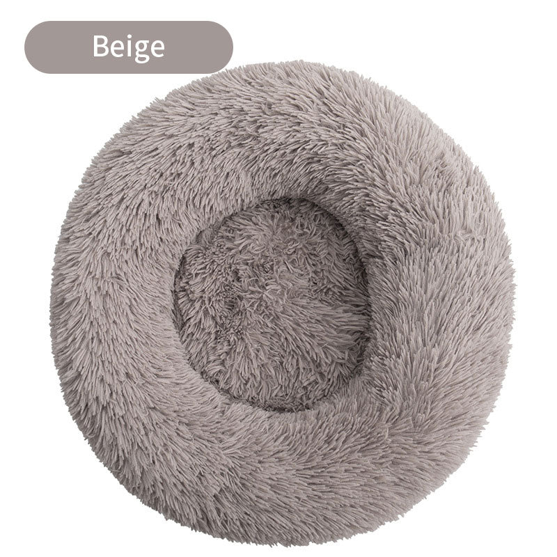 Long Plush Round Pets Bed