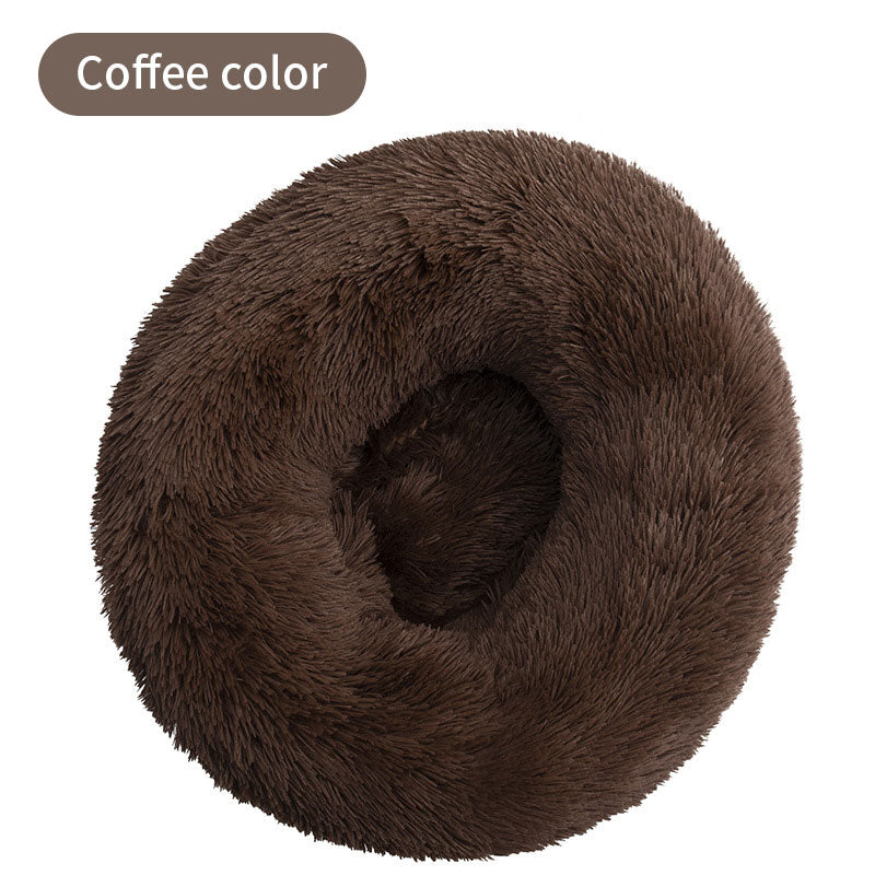Long Plush Round Pets Bed