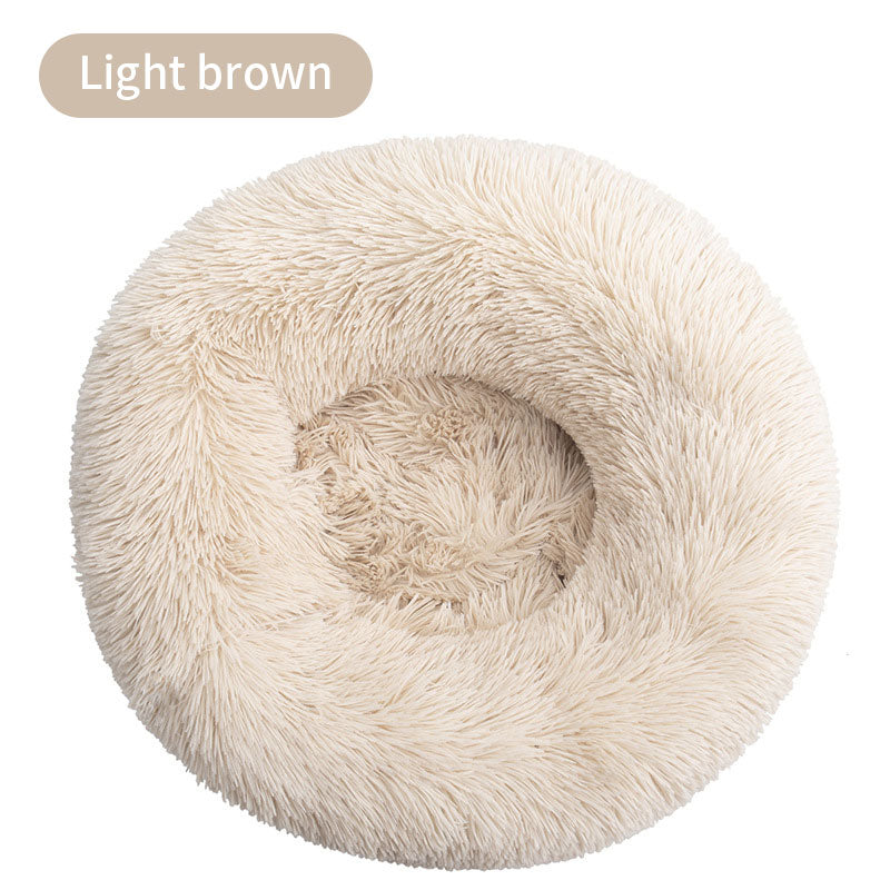 Long Plush Round Pets Bed