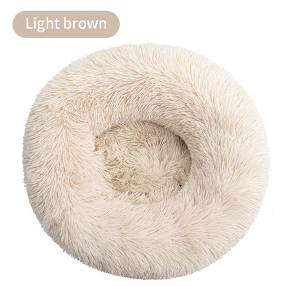 Long Plush Round Pets Bed