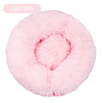 Long Plush Round Pets Bed