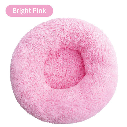 Long Plush Round Pets Bed