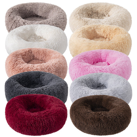 Long Plush Round Pets Bed