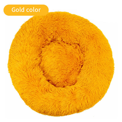 Long Plush Round Pets Bed