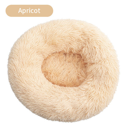 Long Plush Round Pets Bed
