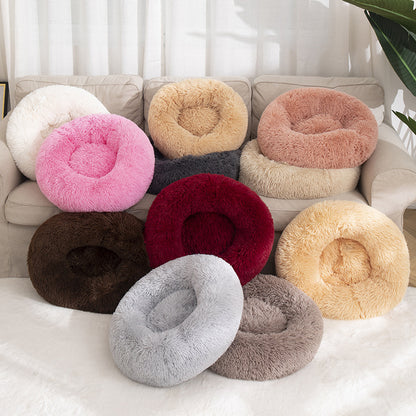 Long Plush Round Pets Bed