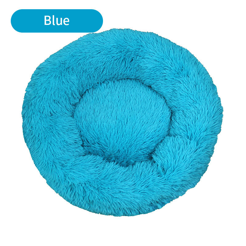 Long Plush Round Pets Bed