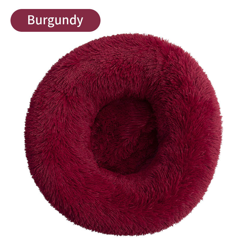 Long Plush Round Pets Bed