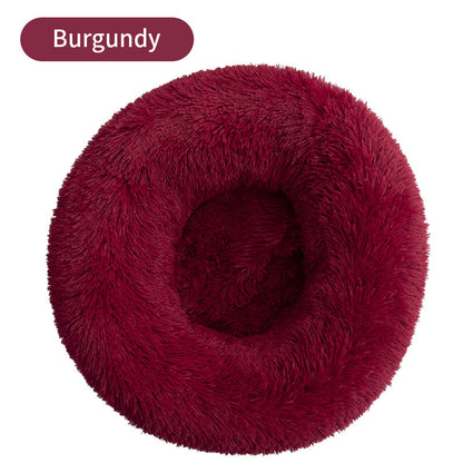Long Plush Round Pets Bed