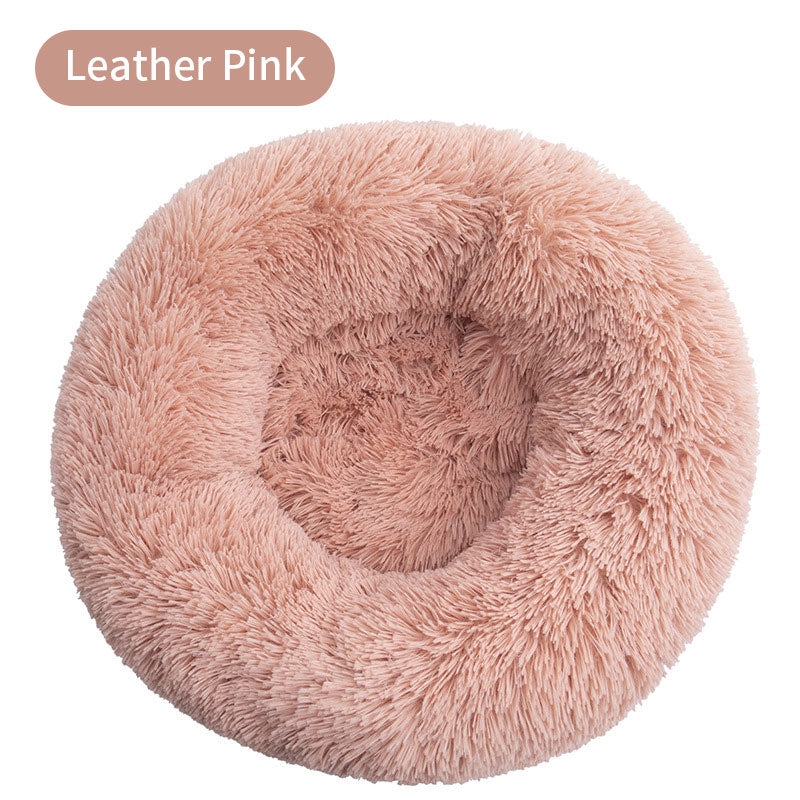 Long Plush Round Pets Bed