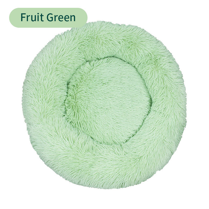 Long Plush Round Pets Bed